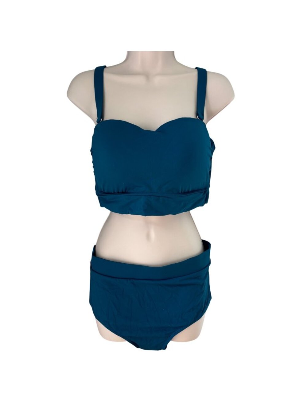 Tempt Me Women's 2 Piece Bikini Swimsuit Sz 14W C-D Cup Teal Green Full Coverage